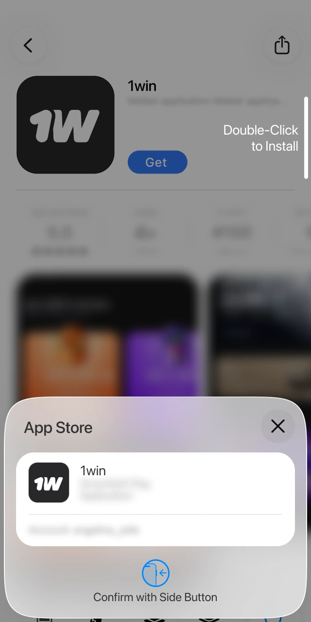 Authenticate the 1win app download using your Apple ID credentials.